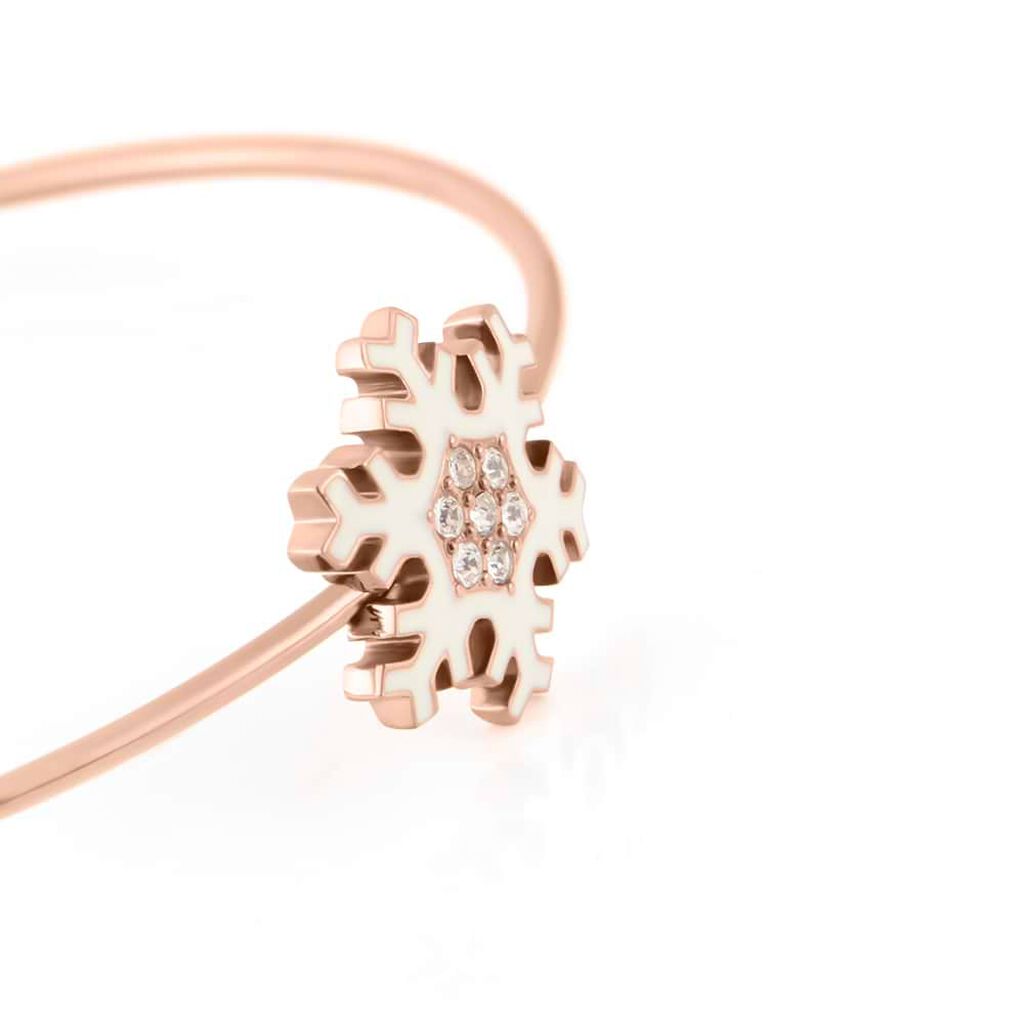 Bangle Lady Sweet Acciaio Rosato Fiocco di neve e Cristalli - Bracciali Donna | Stroili