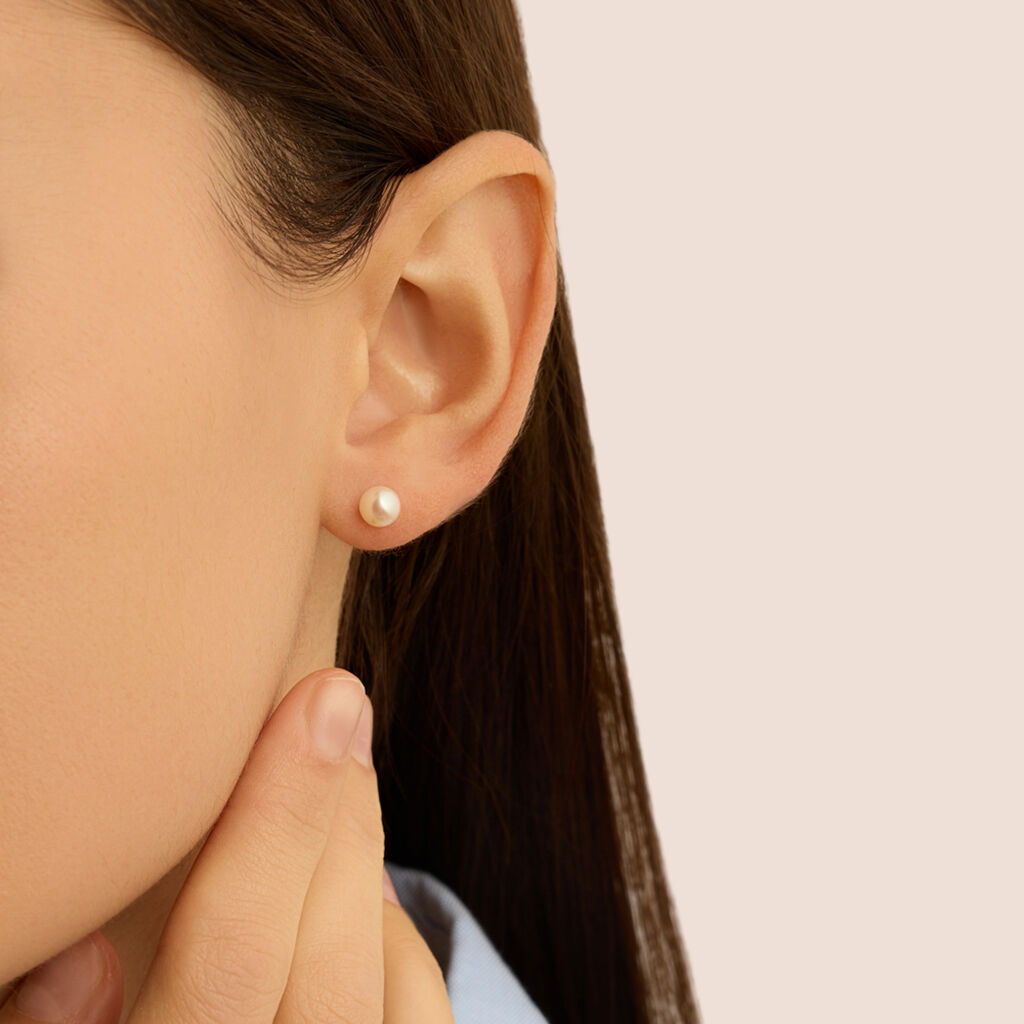 Orecchini Lobo Gabrielle Oro Giallo Perla D'Acqua Dolce