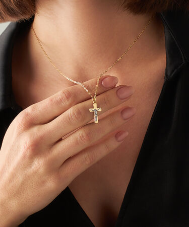 Collana Cristo Holy Oro Bicolore Giallo / Bianco