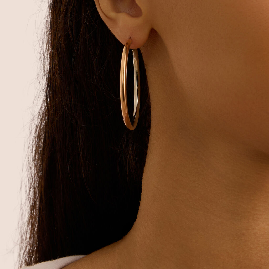 Orecchini A Cerchio Sunrise Acciaio Bicolore Bianco / Rosa