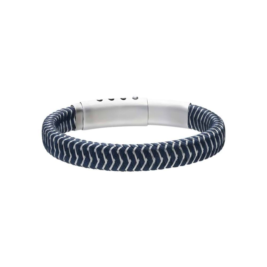 Bracciale in corda blu con chiusura in acciaio - Bracciali Uomo | Stroili