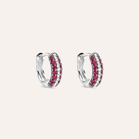 Orecchini A Cerchio Charlotte Oro Bianco Rubino Diamante - Orecchini a Cerchio Donna | Stroili