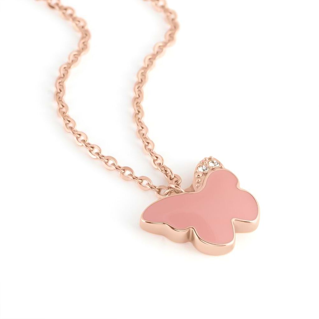 Collana Lady Sweet Acciaio Rosato Farfalla e Cristalli - Collane Donna | Stroili