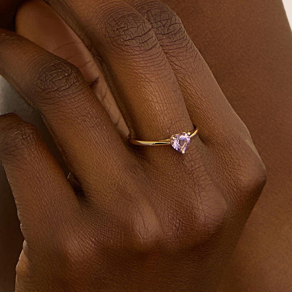 Anello Solitario Amélie Oro Giallo Ametista