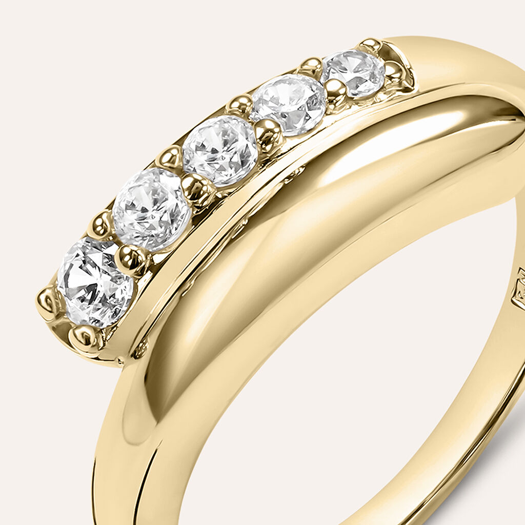 Anello Riviere Golden Dreams Placcato Oro Giallo Cubic Zirconia