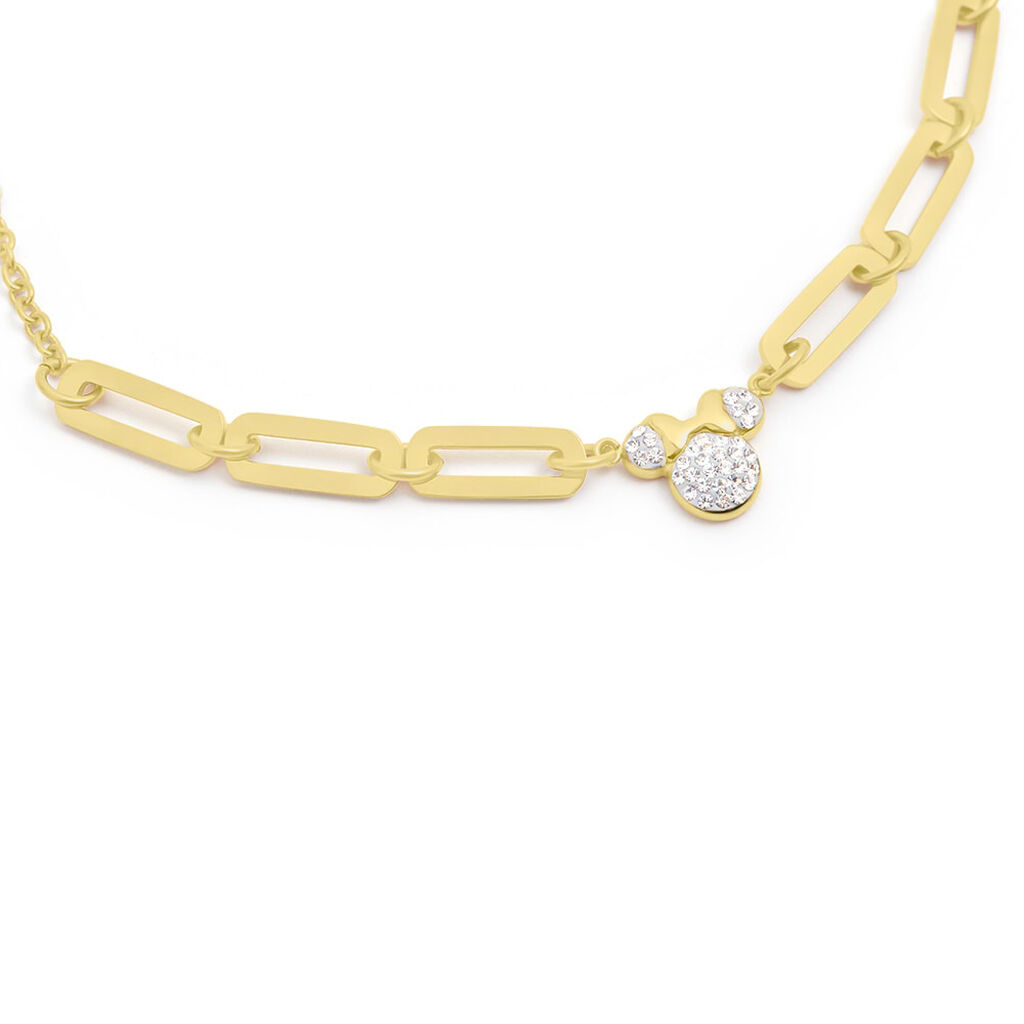 Collana Mickey Mouse & Friends Acciaio Dorato Cristallo