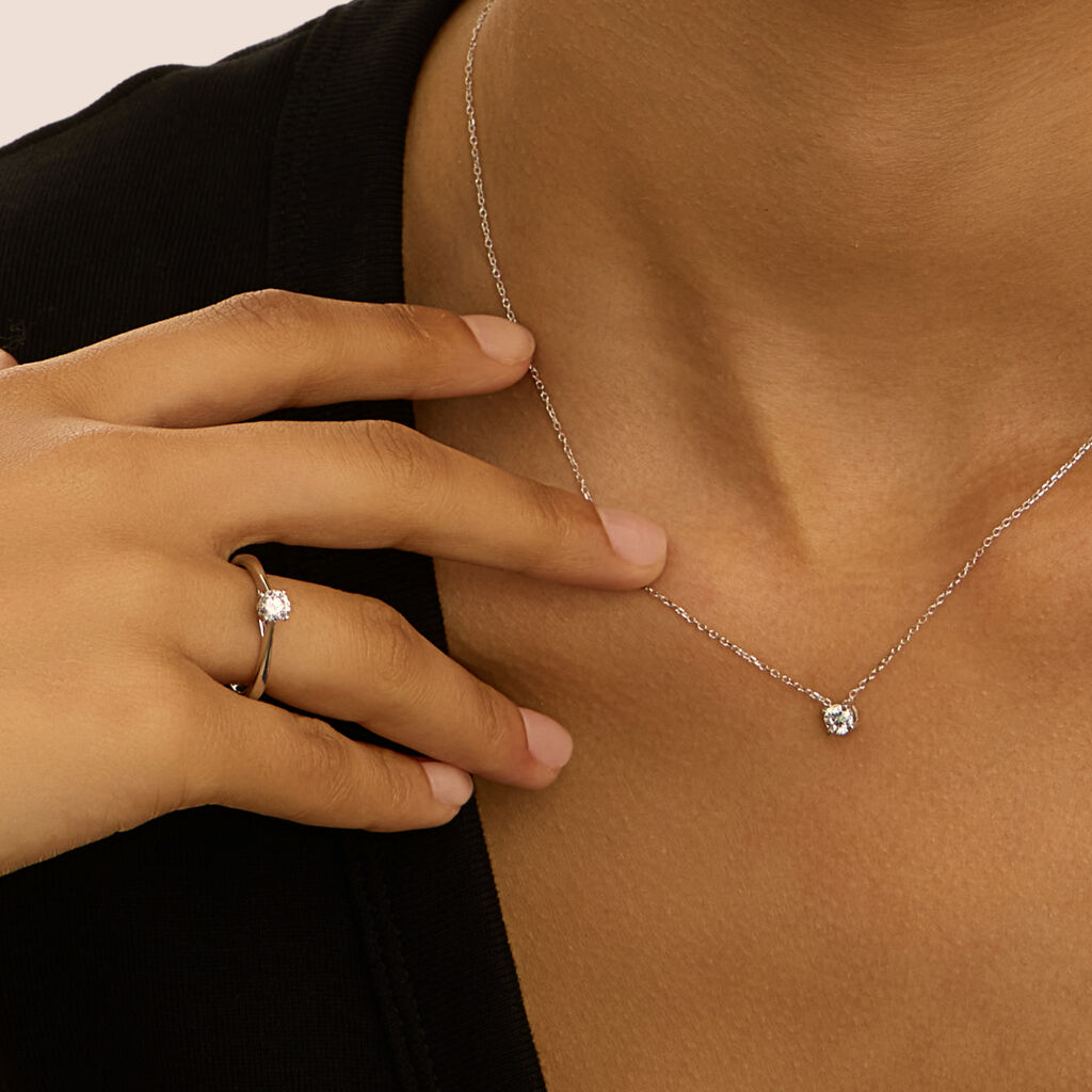 Collana Punto Luce Diamade Oro Bianco Diamante Lab-Grown