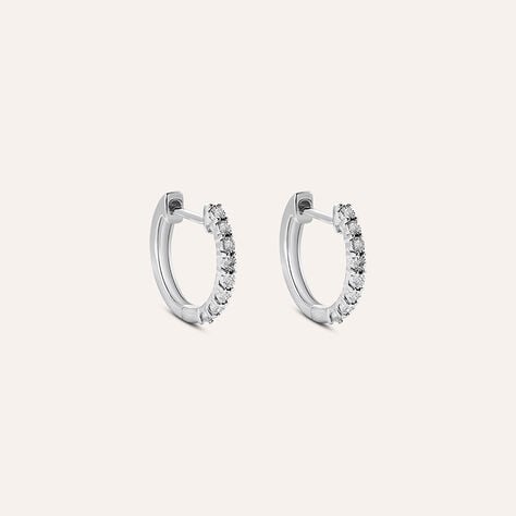 Orecchini A Cerchio Sophia Oro Bianco Diamante - Gioielli Donna | Stroili