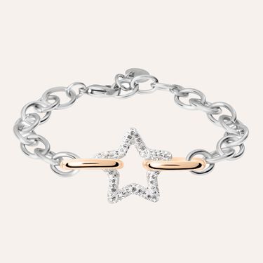 Bracciale Aura Acciaio Bicolore Bianco / Rosa Cristallo