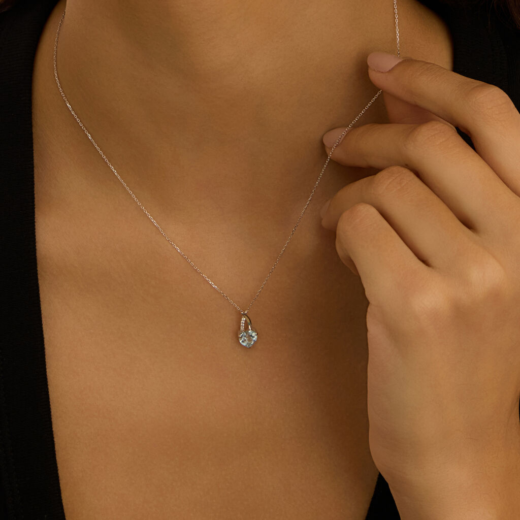 Collana Amélie Oro Bianco Topazio Cubic Zirconia