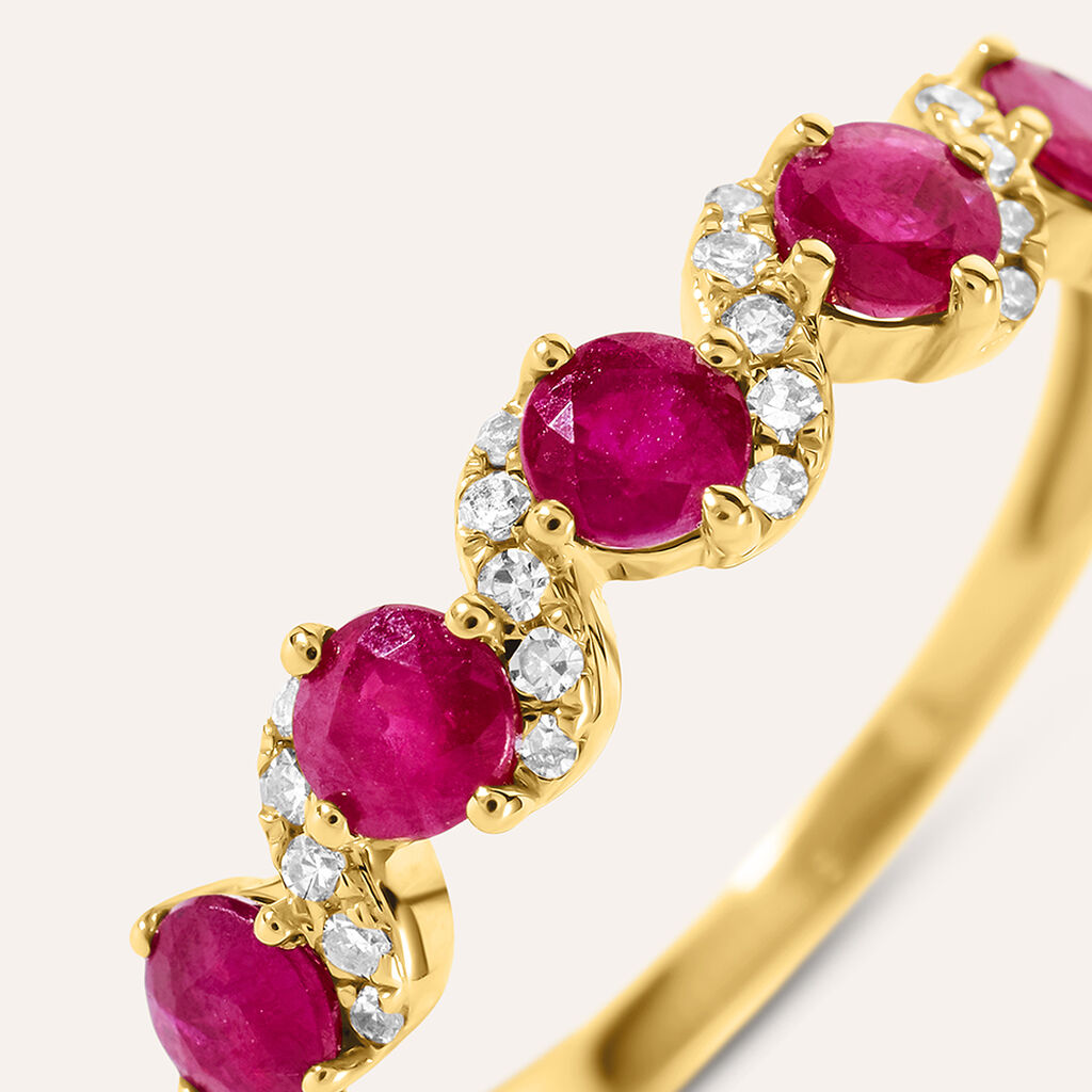 Anello Riviere Charlotte Oro Giallo Rubino Diamante