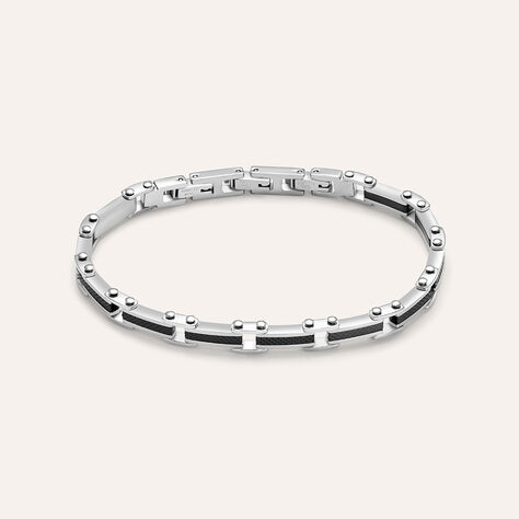 Bracciale Man Code Acciaio Bicolore Bianco / Nero Cristallo - Bracciali Uomo | Stroili