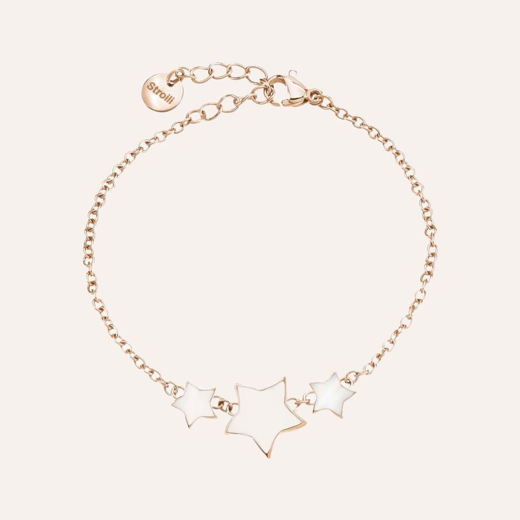 Bracciale in acciaio e stella smalto bianco