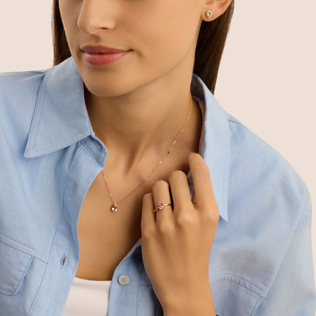 Anello Solitario Jasmine Oro Rosa Morganite Diamante