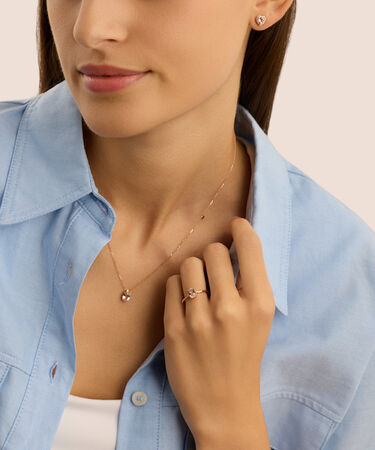 Anello Solitario Jasmine Oro Rosa Morganite Diamante