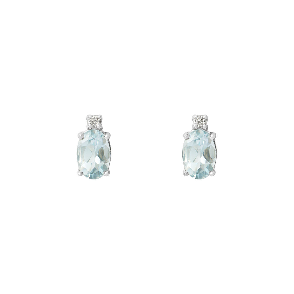 Orecchini Lobo Punto Luce Acquamarina Oro Bianco Acquamarina Diamante - Orecchini a Lobo Donna | Stroili