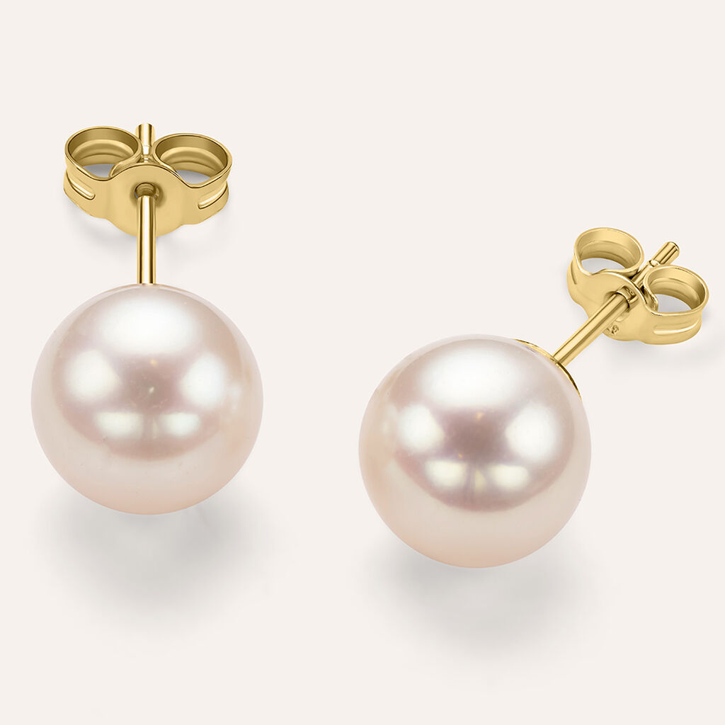 Orecchini Lobo Gabrielle Oro Giallo Perla D'Acqua Dolce