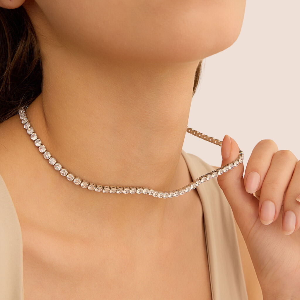 Collana Tennis Romantic Shine Metallo Cristallo