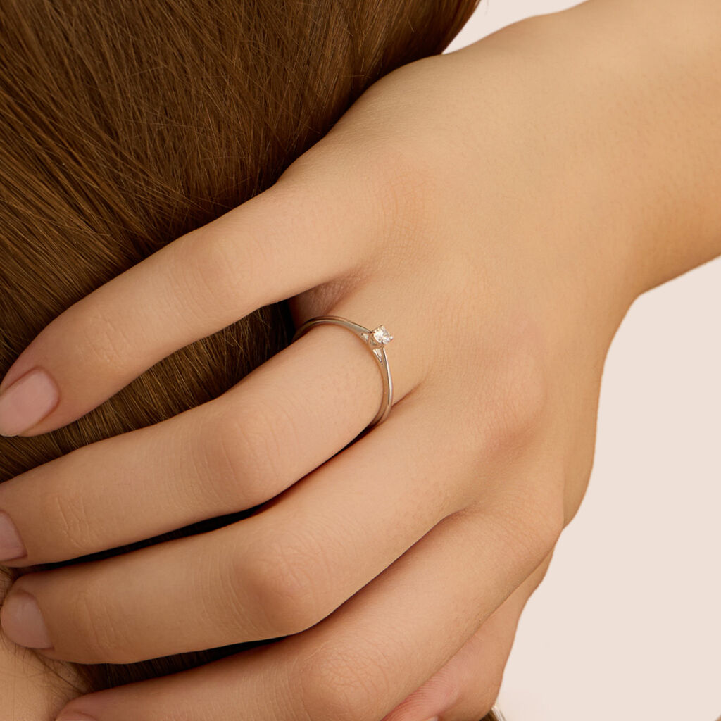 Anello Solitario Grace Oro Bianco Diamante