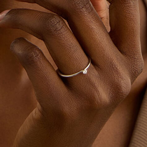Anello Solitario Grace Oro Bianco Diamante - Anelli con Pietre Donna | Stroili