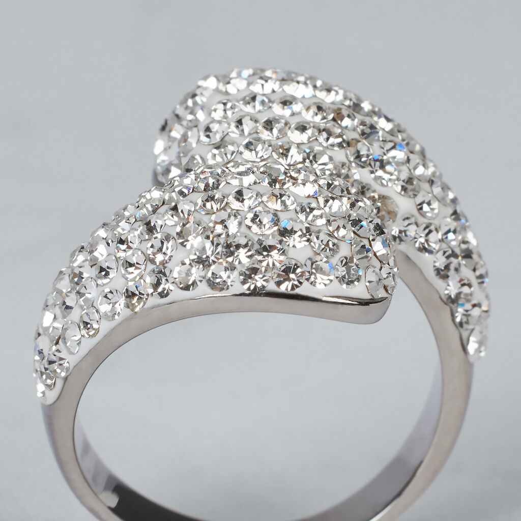 Anello Contrarie Aura Acciaio Cristallo