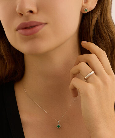 Collana Punto Luce Charlotte Oro Bianco Smeraldo Diamante