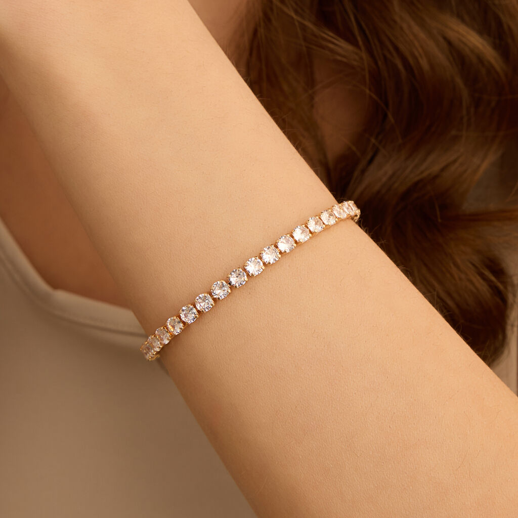 Bracciale Tennis Romantic Shine Metallo Dorato Cristallo