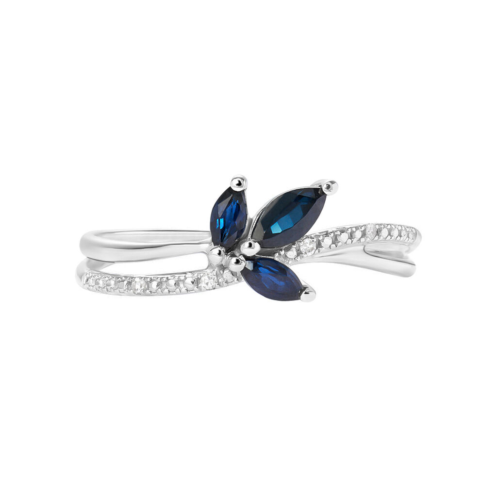 Anello Fantasia Charlotte Oro Bianco Zaffiro Diamante - Anelli con Pietre Donna | Stroili