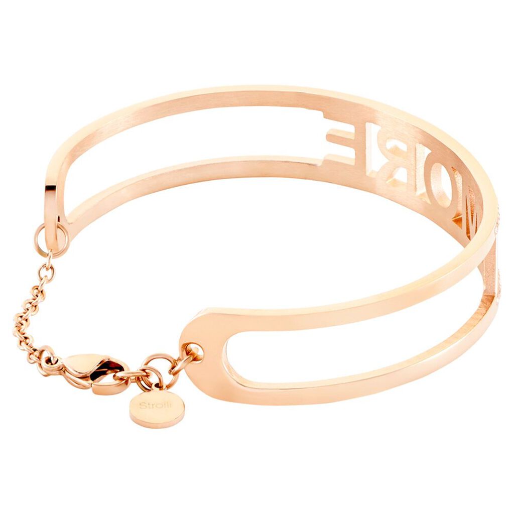 Bangle Lady Message Acciaio Rosa Cristallo - Bracciali Rigidi Donna | Stroili
