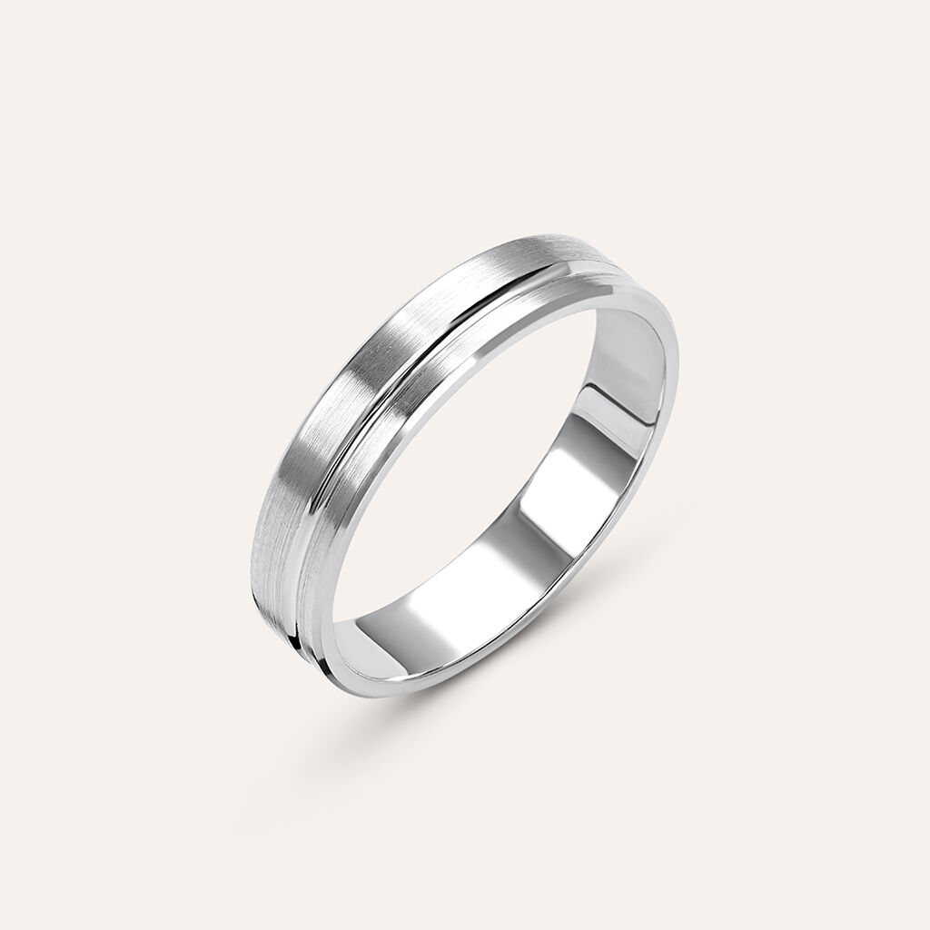 Fede Classica Satinata 4 mm Oro Bianco - Anelli con Incisione Uomo | Stroili