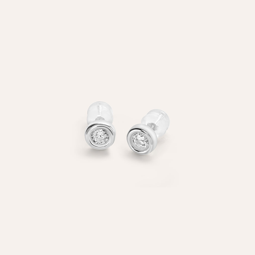 Orecchini Lobo Punto Luce Bon Ton Oro Bianco Cubic Zirconia - Orecchini a Lobo Donna | Stroili