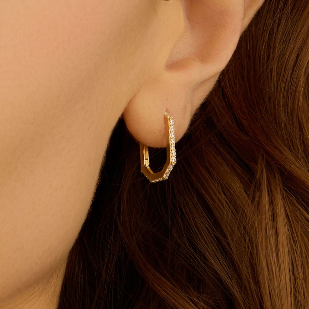 Orecchini A Cerchio Toujours Oro Giallo Cubic Zirconia