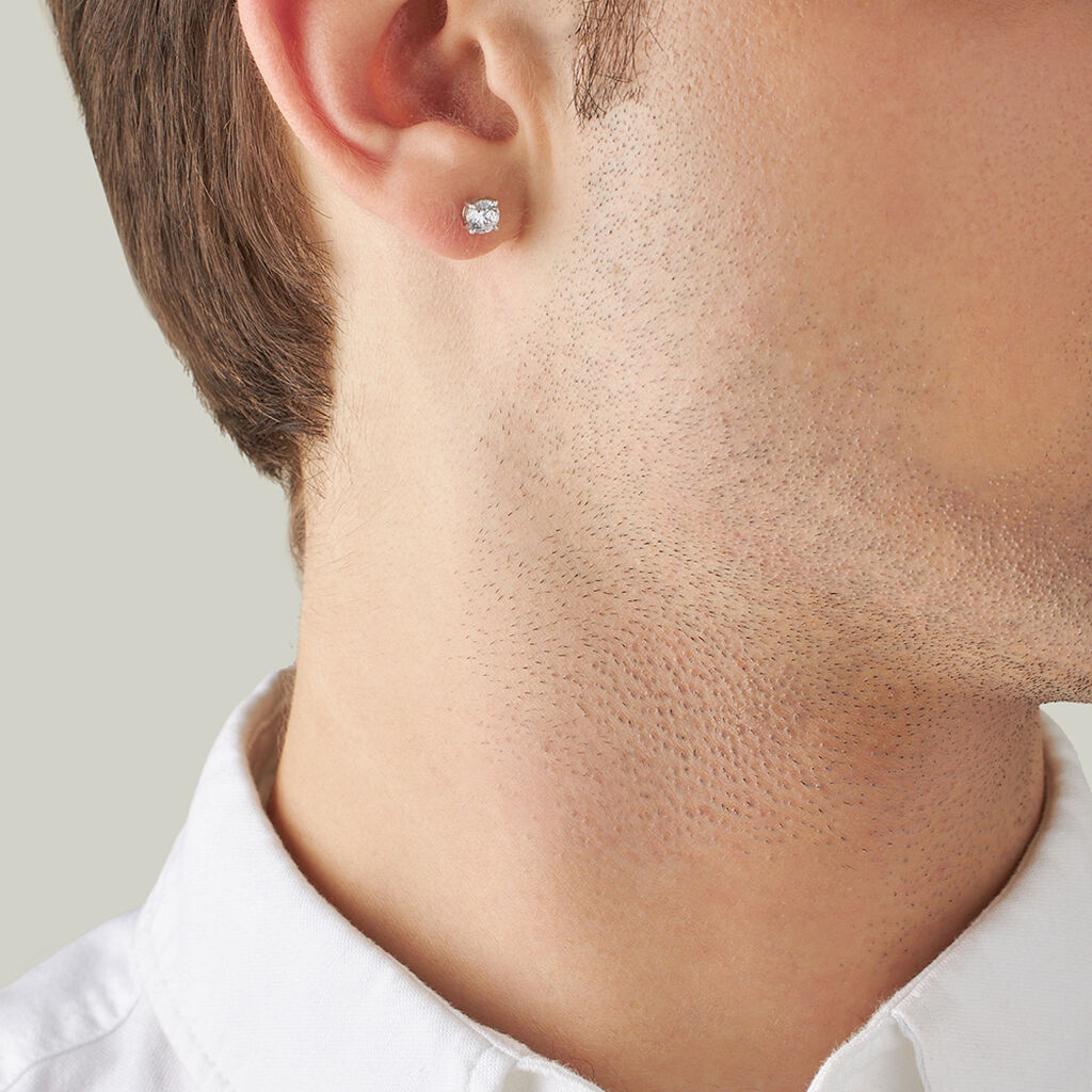 Mono Orecchino Lobo Punto Luce L'homme Or Oro Bianco Cubic Zirconia - Mono Orecchino Uomo | Stroili