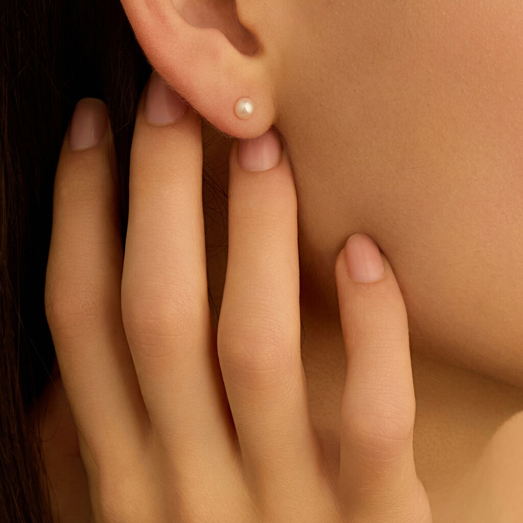 Orecchini Lobo Gabrielle Oro Giallo Perla D'Acqua Dolce