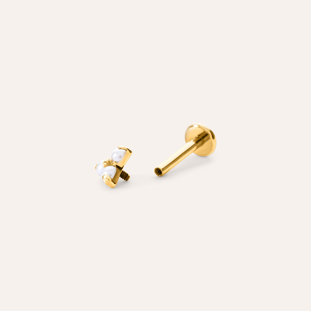Piercing Orecchio Radiance Titanio ASTM F136 Dorato Perla sintetica