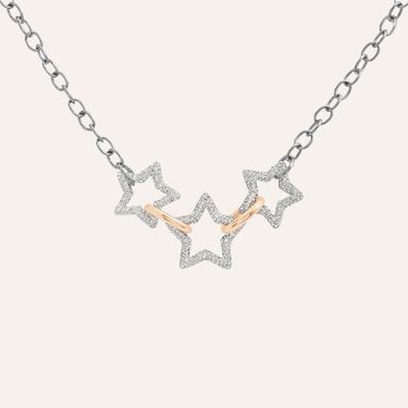 Collana Aura Acciaio Bicolore Bianco / Rosa Cristallo