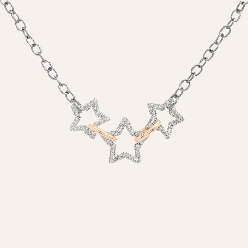 Collana Aura Acciaio Bicolore Bianco / Rosa Cristallo - Collane Donna | Stroili