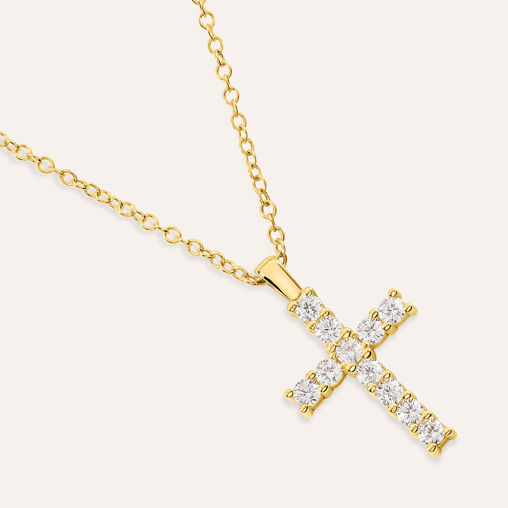 Collana Silver Glow Argento Dorato Cubic Zirconia