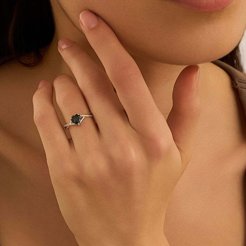 Anello Amélie Oro Bianco Topazio Cubic Zirconia - Anelli con Pietre Donna | Stroili