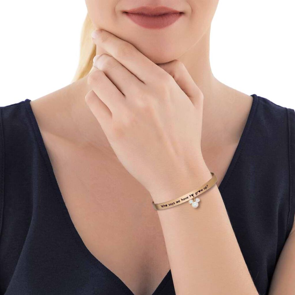 Bangle Lady Message Acciaio Rosato Disney e Cristalli - Bracciali Donna | Stroili