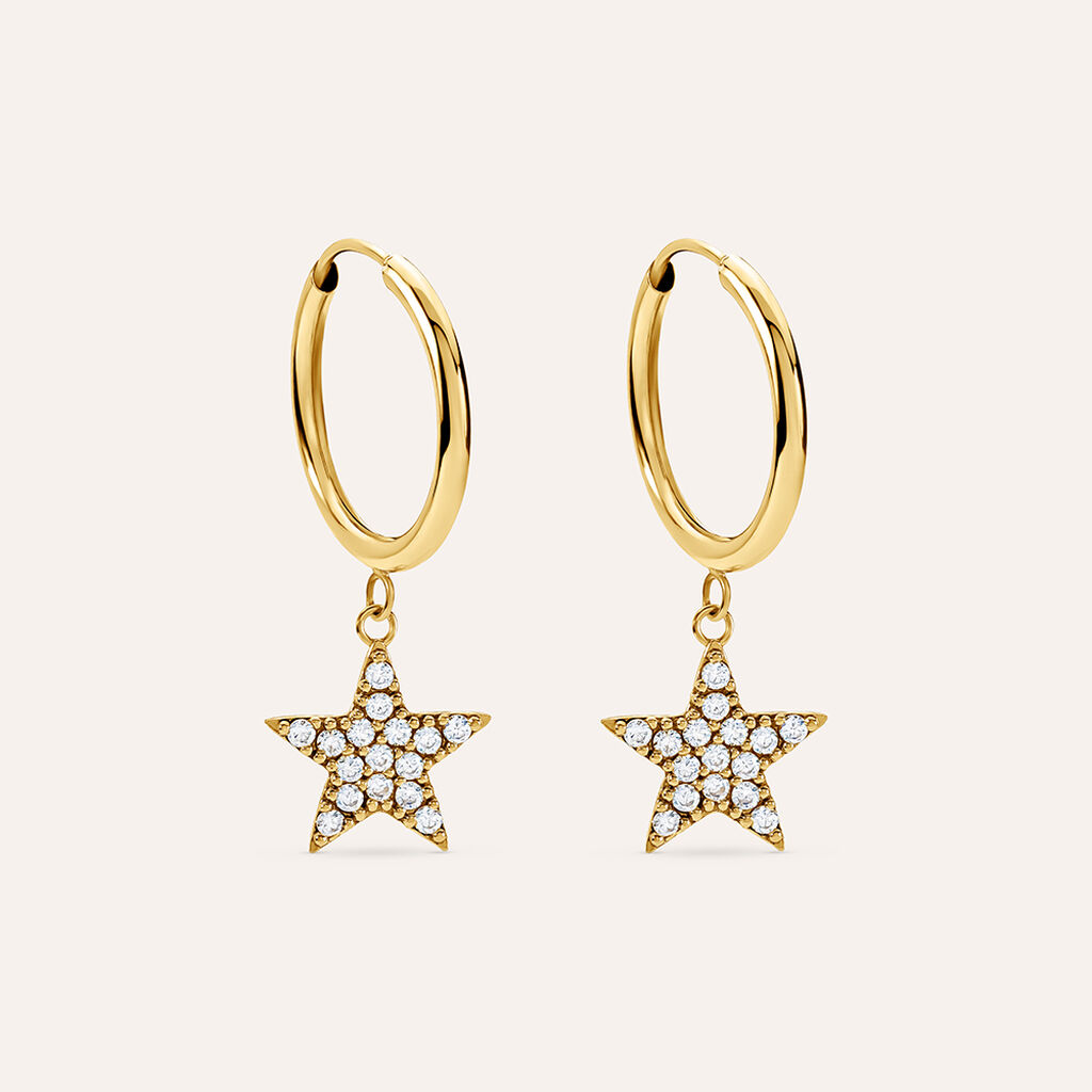 Orecchini A Cerchio Toujours Oro Giallo Cubic Zirconia