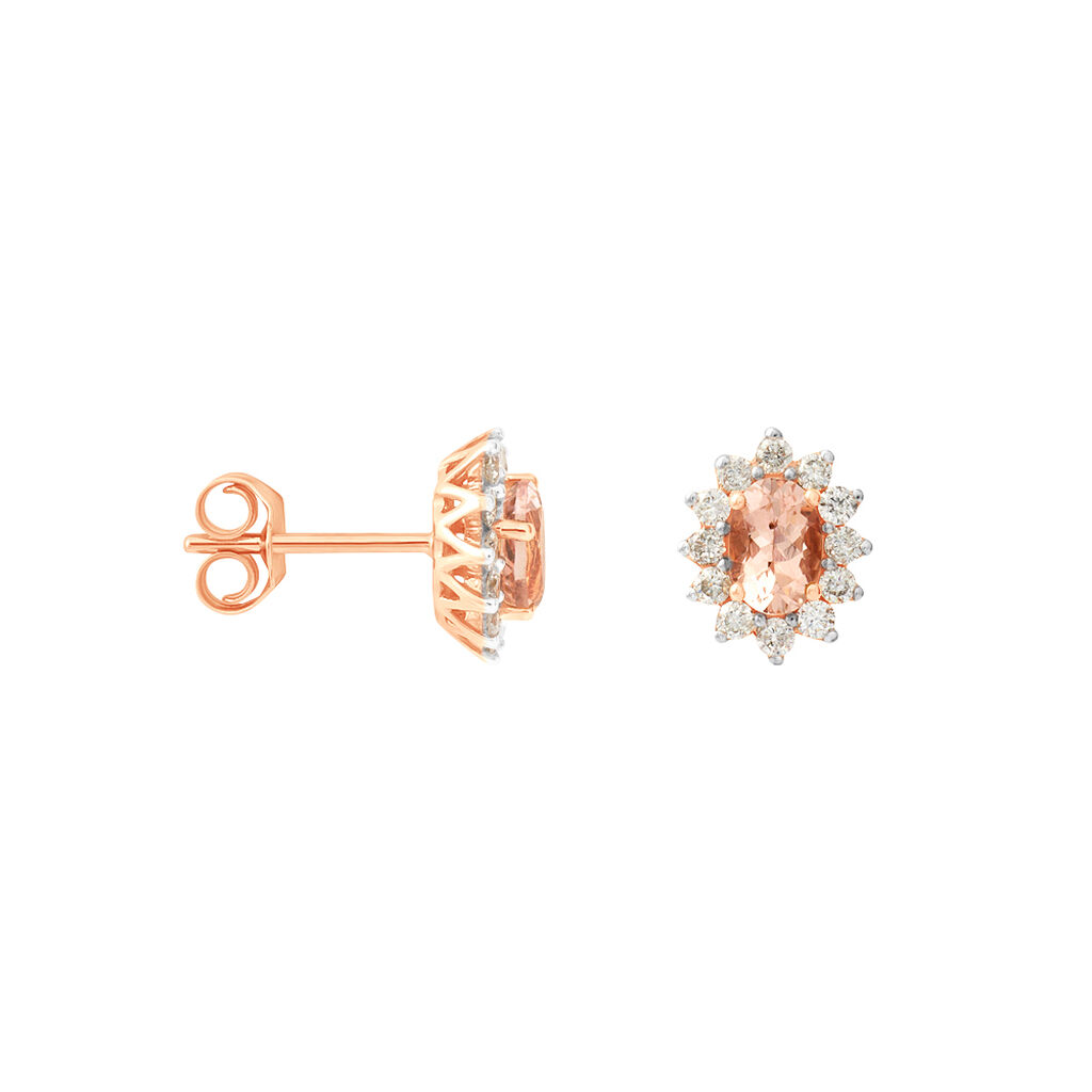 Orecchini Lobo Jasmine Oro Rosa Morganite Diamante - Orecchini a Lobo Donna | Stroili