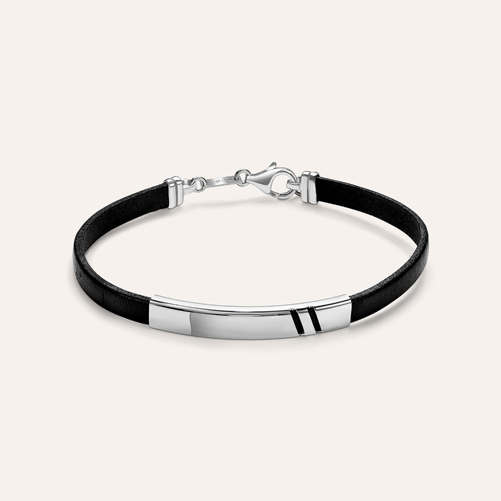 Bracciale Con Targhetta Gentleman Argento Rodiato - Bracciali Uomo | Stroili