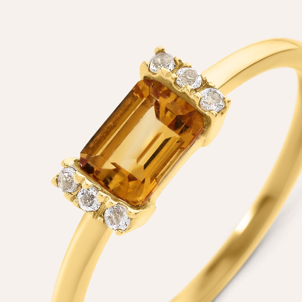 Anello Solitario Am&eacute;lie Oro Giallo Citrino Topazio