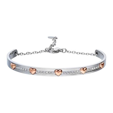 Bangle Lady Chic Acciaio Rosa Cristallo - Bracciali Rigidi Donna | Stroili