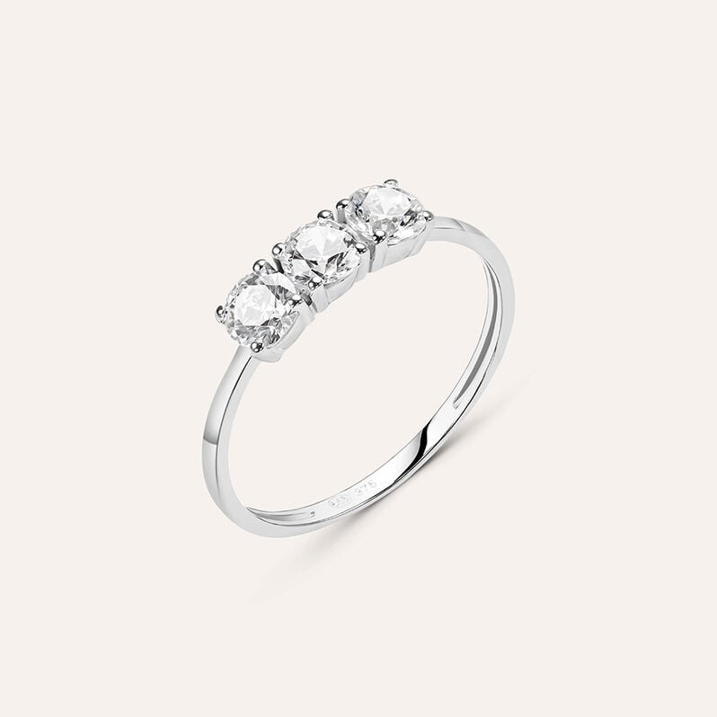 Anello Trilogy Claire Oro Bianco Cubic Zirconia - Anelli con Pietre Donna | Stroili