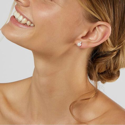 Orecchini Lobo Gabrielle Oro Bianco Perla Akoya - Orecchini a Lobo Donna | Stroili