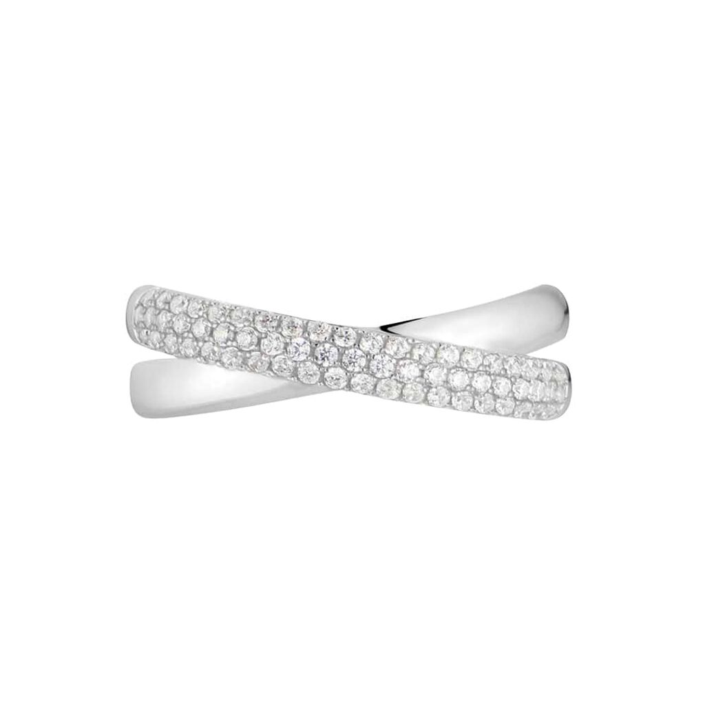 Anello Fascia Claire Oro Bianco Cubic Zirconia - Anelli a Fascia Larga Donna | Stroili