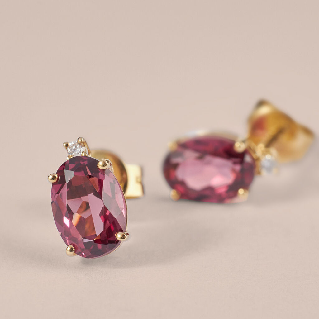 Orecchini Lobo Punto Luce Jasmine Oro Giallo Rodolite Diamante - Orecchini a Lobo Donna | Stroili