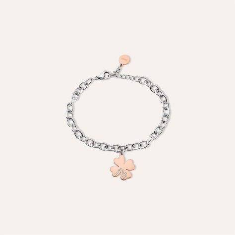 Bracciale Lady Chic Acciaio Bicolore Bianco / Rosa Cristallo - Bracciali con Incisione Donna | Stroili